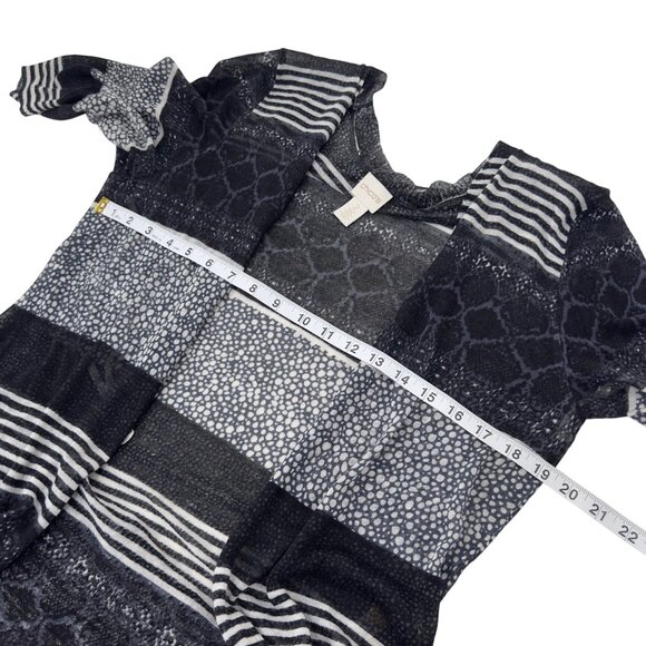 Chicos Women Long Open Front Duster Cardigan Sweater Size 2 Black&White Striped - Picture 6 of 12